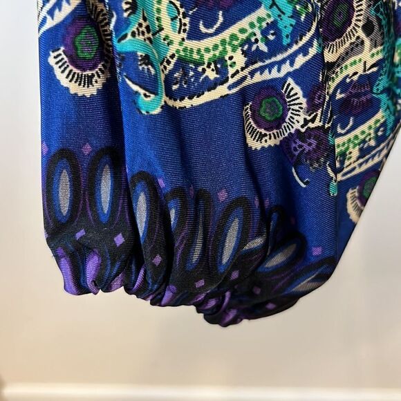 VENUS V-neck Blue & Purple Print Blouse - Size Medium - Picture 8 of 13